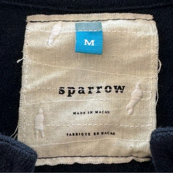 SPARROW Ruffle,Button Snap Front, Wool Cardigan Sweater in Navy Blue Sz M - Picture 8 of 8